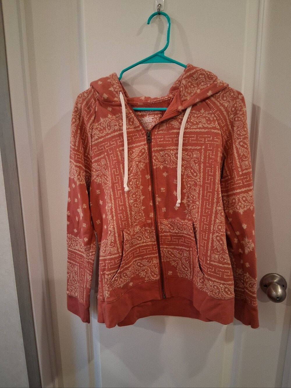 Sonoma Rust Paisley Full-Zip Hoodie Jacket Size Large